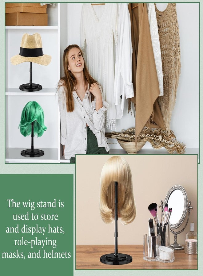 Shimeyao 8 Pcs Adjustable Wig Stand 4.53 to 14.37 Inches Portable Wig Head Holders Plastic Hat Stands for Display Non slip Fake Hair Storage Holder for Multiple Fake Hair Styling Cap Storage(Black) - Image 5